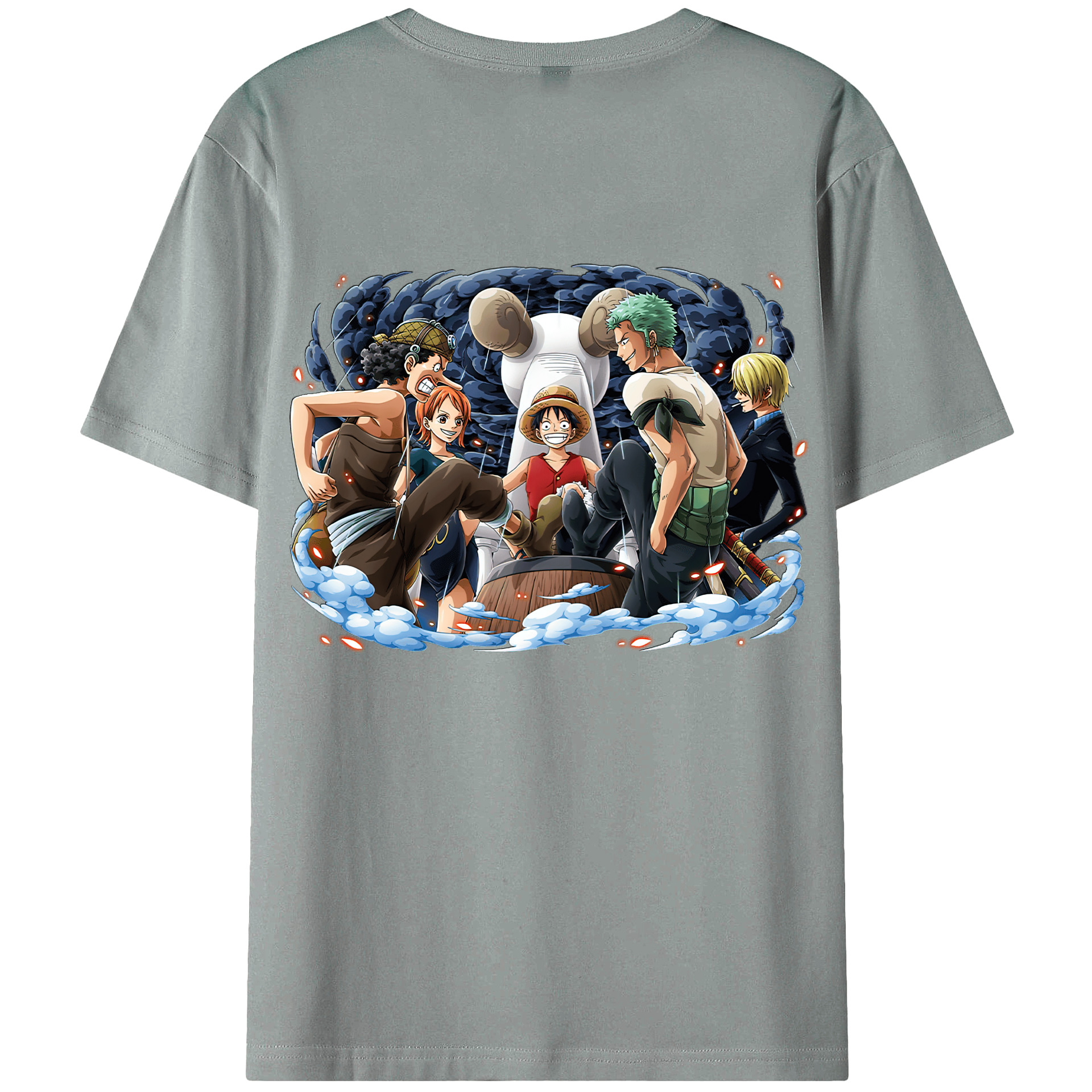 ワンピース モンキー・D・ルフィ ONE PIECE Monkey D. Luffy 綿100％ メンズ半袖Tシャツ（バックプリント） 通気性